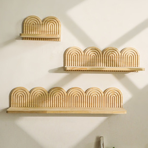 Nuovo Arrivo: Mensola da Parete in Legno Massello con Texture Scanalata, Porta Vaso Creativo, Oggetto Decorativo in Legno per l'Organizzazione Domestica - Product Image 6