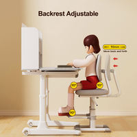 Ensemble bureau et chaise ergonomiques pour enfants, réglables en hauteur, avec étagère, tiroir et repose-pieds, pour l'apprentissage à domicile ou à l'école