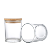 Vente Directe Usine : Pot à Bougie en Verre Clair de 200 ml avec Couvercle en Bois de Bambou pour Cire de Soja