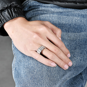 yunnique retro punk hip-hop exaggerated diamond pattern <b>titanium</b> steel <b>ring</b>, unisex trendy niche personal jewelry - Product Image 2