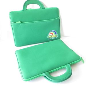 Wholesale Customized Neoprene <b>Laptop</b> Bag Waterproof Shockproof Green <b>Laptop</b> <b>Sleeve</b> With Handle and Side Pocket - Product Image 2