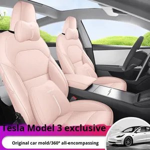 Funda y Cojín <span class=keywords><strong>de</strong></span> Asiento <span class=keywords><strong>de</strong></span> Coche <span class=keywords><strong>de</strong></span> Cuero Completo <span class=keywords><strong>para</strong></span> Todas las Estaciones, Diseño Especial <span class=keywords><strong>para</strong></span> Tesla Model 3 OLIVER, Cobertura Total - Product Image 5