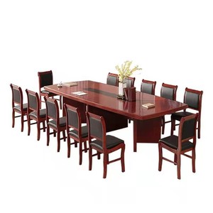 Xindalong Conference <b>Table</b> Rectangular Solid Wood Meeting Room Desk Chair Set Modern Business Negotiation Furniture - Product Image 2