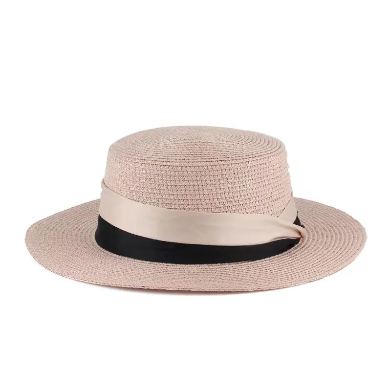 StrawHat summer fashion ladies outdoor sunbonnet flat top boat hat beach StrawHat for women