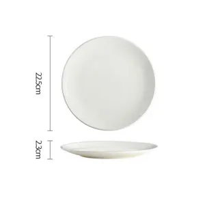 Белая фарфоровая плоская тарелка с логотипом на заказ, сублимационная пустая керамическая обеденная тарелка для домашних ресторанов