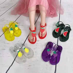 Zapatos planos de PVC para niños, venta al por mayor de frutas bonitas, sandalias infantiles de gelatina de verano para niños pequeños