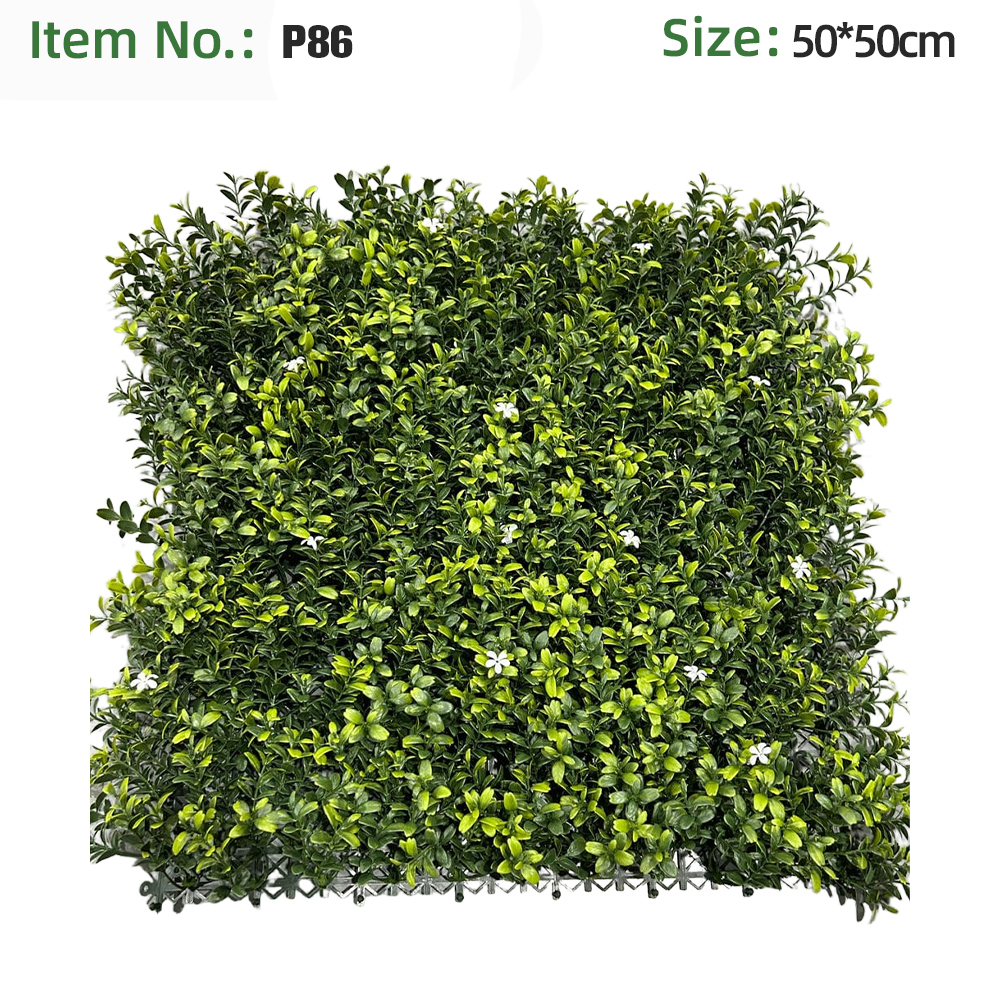 Two Tone Boxwood White Flower Grass Wall Panel