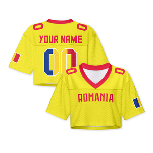 Jersey sepak bola kustom wanita, atasan Crop 100% poliester leher V kaus bendera nasional bernafas Anti bakteri - Product Image 3
