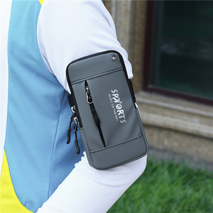 Outdoor Sports Armband Nylon Gray Breathable Unisex Phone Bag For Running - Product Image 1
