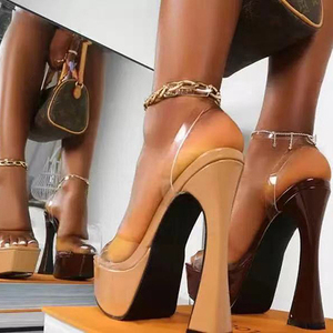 Nouvelles sandales à talons carrés transparents en PVC pour femmes - Product Image 2