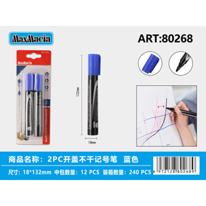 Logo personalizzato 2 pezzi blu pennarello a asciugatura rapida matite permanenti penne in plastica colorata a inchiostro per ufficio e scuola per scrivere su carta - Product Image 1