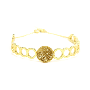 Bracelet en diamant en acier inoxydable 316L plaqué or PVD, design à maillons ronds pavés au centre, bijoux pour femmes - Product Image 2