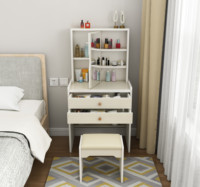 Ensemble coiffeuse de luxe moderne pour chambre à coucher avec miroir, en bois blanc, avec tiroirs et chaise, meuble de rangement pour petit coin de chambre, dernière collection