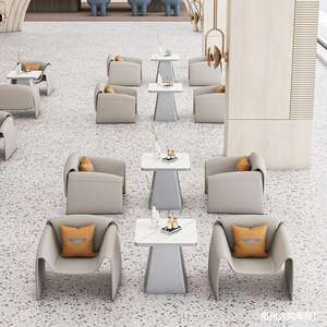 Sillón de Cuero Contemporáneo con Mesa de Centro para Cafetería, Restaurante, Área de Salón, Diseño Moderno, Relleno de Espuma de Alta Elasticidad - Product Image 1