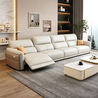 Canapé inclinable électrique de luxe en cuir italien, sans accoudoirs, multi-angles réglables, avec moteur silencieux
