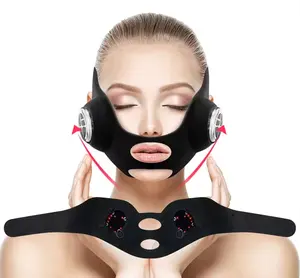2024 Ems cinturón de estiramiento facial Led antienvejecimiento belleza máscara de vibración de silicona doble barbilla eléctrica en forma de V masajeador de cara delgada