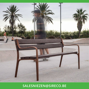 Recycled Polymer Citizen <b>Bench</b> Eco Friendly Plastic Steel Durable Maintenance Free <b>Outdoor</b> Seating Urban Furniture City <b>Wood</b> - Product Image 4