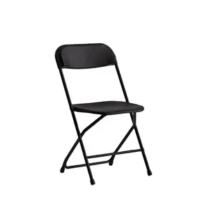Venta al por mayor de sillas plegables de metal plástico para eventos negros, alquiler de sillas negras de boda al aire libre blancas, sillas de banquete de jardín