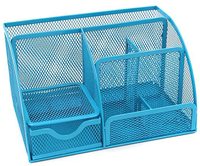 Ap02 — organisateur de bureau en maille métallique, avec 6 compartiments, 1 tiroir, support multifonctionnel pour stylos, Clips, mémo