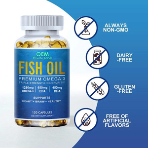 OEM Wild Alaskan minyak ikan Softgels dengan 1280mg Omega 3 kemurnian tinggi EPA DHA suplemen untuk kesehatan jantung otak Kesehatan - Product Image 6