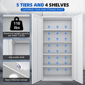 תעודת ybouce 2 ארונות מתכת דלת עם מדפים מתכווננת, מבנה kd למוסך - Product Image 3