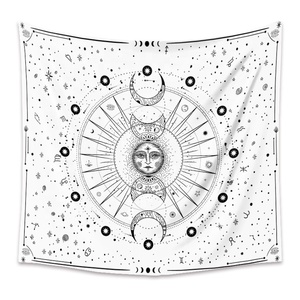 Tapisserie murale traditionnelle Heil, Tapisserie Mandala Soleil Lune, Design d'art abstrait, 100% polyester, tissu brossé pour salon - Product Image 5