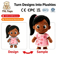Poupée personnalisée en peluche courte, fille afro-américaine, rembourrage en coton PP, OEM, jouets en peluche unisexes, vêtements pour enfants, 11-30CM