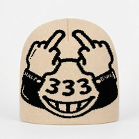 Gorro de Invierno para Exteriores, Cálido, para Esquí y Nieve, Color Beige, Unisex, con Diseño Jacquard, Logotipo Personalizado, Gorro de Punto Acrílico sin Borde