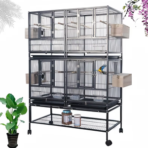 Cage à oiseaux pour animaux de compagnie multi-couches en fer forgé solide direct d'usine avec séparateur central grande cage pour petit <span class=keywords><strong>animal</strong></span> résistant à la mastication - Product Image 1