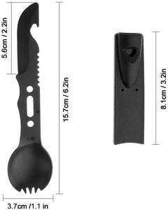 <span class=keywords><strong>Set</strong></span> da Campeggio Jukaiwtec in Acciaio Inox per 2 Persone: Cucchiaio, Forchetta, Coltello, Bacchette e Fischietto, Strumento di Sopravvivenza per Escursionismo e Caccia - Product Image 2