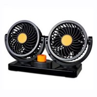 Ventilateur réglable à rotation de 360 degrés Ventilateur de refroidissement de voiture à double tête Ventilateur d'air de voiture à vent fort Air 2-en-1 pour voiture