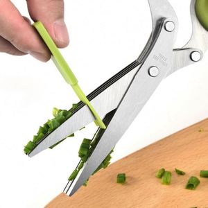 7.5" Professional Stainless Steel Multi Function 5 Blades <b>Kitchen</b> Tailor <b>Paper</b> Scissors Herb Scissors With Comb - Product Image 3