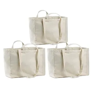 棉质手提包可打印大有机面料定制空白帆布标志可爱购物手提袋