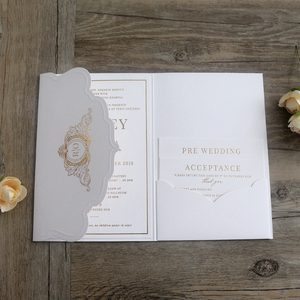 Invitaciones <span class=keywords><strong>de</strong></span> Boda con Textura Única en Cartulina, Sobres con Corte Troquelado, Modelos <span class=keywords><strong>de</strong></span> Tarjetas <span class=keywords><strong>de</strong></span> Invitación <span class=keywords><strong>de</strong></span> Matrimonio con Letras Doradas y Negras - Product Image 3