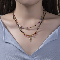 Date femmes 18K or PVD plaqué acier inoxydable poisson papillon pièce pendentif perle perle collier à breloques pour les femmes