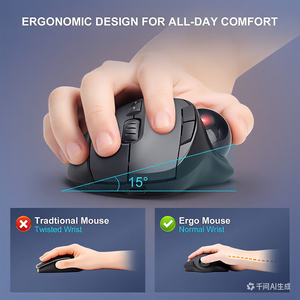 Souris Trackball sans fil à commande par le pouce, souris sans fil au design spécial, charge Type-C, souris sans fil - Product Image 3