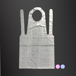 Delantales de polietileno blanco desechables transpirables y cómodos, 1 caja (100 unidades), venta directa de fábrica, delantales de PE para salón de belleza - Product Image 2