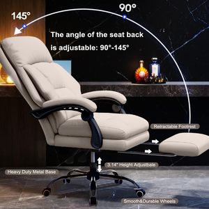 키가 큰 편안한 하이 백 컴퓨터 게임 의자 Pu 가죽 홈 사무실 책상 작업 의자 발 받침대 집행 사무실 의자 - Product Image 5