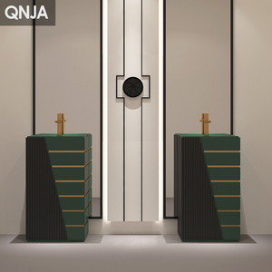 Venta Directa de Fábrica, Lavabo <span class=keywords><strong>Independiente</strong></span> Integrado para Baño, Lavabo <span class=keywords><strong>Independiente</strong></span> con Base de Piedra Artificial, Lavamanos para Hotel - Product Image 4