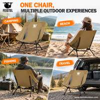 Chaise de camping pliable portable Feistel Easy Set up, 2 positions assises réglables, moderne, en aluminium léger, pour l'extérieur