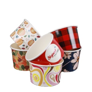 Takeaway Paper Container Box Disposable Kraft Paper Round Bowl For Ice Cream Packaging