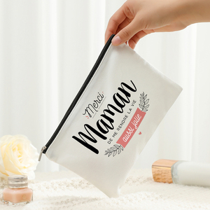 Merci Maman De Me Rendre <span class=keywords><strong>La</strong></span> Vie Aussi <span class=keywords><strong>Jolie</strong></span> Borsa per il Trucco Personalizzata con Motivo, Beauty Case da Viaggio - Product Image 3