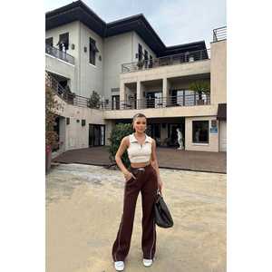 เสื้อฮู้ดดี้และเสื้อสเวตเชิ้ตสีน้ำตาลสำหรับผู้หญิง กางเกงวอร์มใส่สบาย - Product Image 5