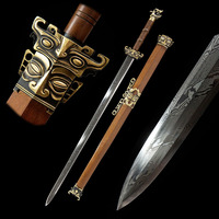Épée de combat Chaxia de la ville de Longquan, épée pliante en acier forgé à motifs, 107 cm, accessoire de cosplay, épée de collection, cadeau haut de gamme pour festival