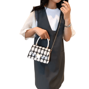 กระเป๋าถือโพลีเอสเตอร์สะพายไหล่ขนาดเล็กของเกาหลีกระเป๋าแมสเซนเจอร์ลายสก๊อตสุดหรู - Product Image 4