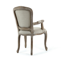 Chaise de salle à manger Anji Kasei, design moderne, en bois de caoutchouc, grand dossier haut, avec accoudoirs