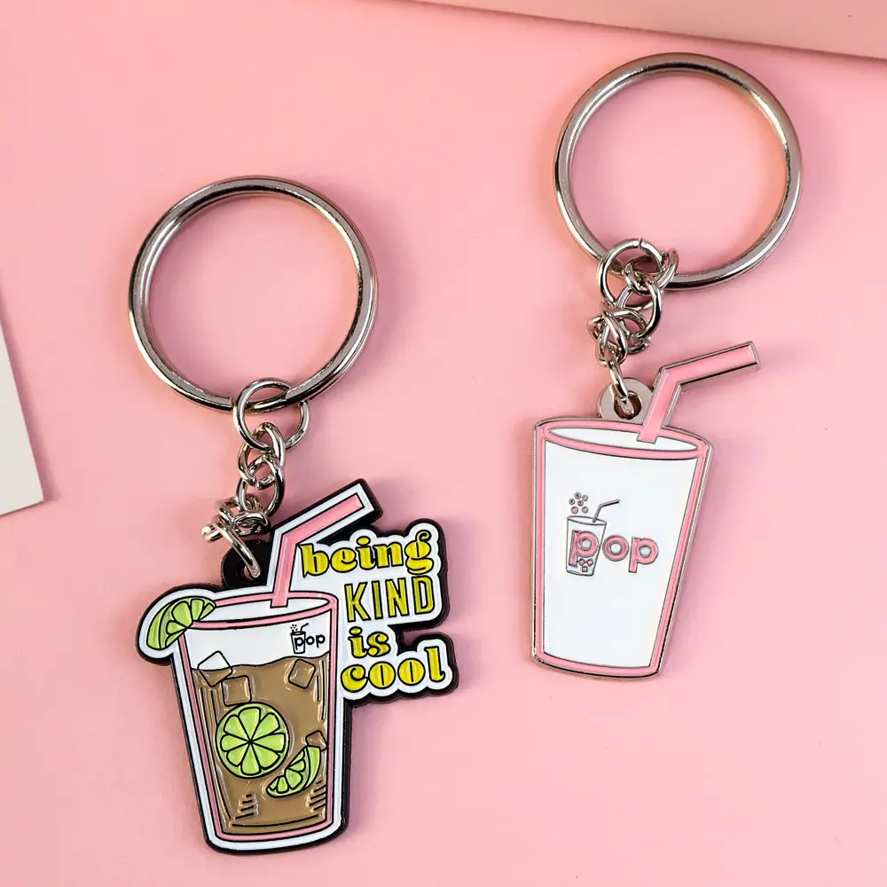 kawaii key ring Fancy custom logo boba milk tea candy keychain keyring enamel accessories
