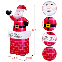 Père Noël gonflable dans la cheminée, décoration de Noël extérieure pour la cour, avec lumière LED, agitant la main, pour la pelouse, Joyeux Noël