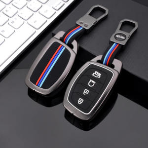DM nueva llegada funda de llave de coche de silicona de aleación de Zinc para <span class=keywords><strong>Hyundai</strong></span> IX35 4 botones Flip accesorios de coche <span class=keywords><strong>llavero</strong></span> - Product Image 2