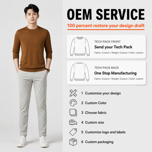 Maglione Autunnale da Uomo in 100% Lana, Classico Tinta Unita, Collo Slim Fit, Lungo, Antipiega, Antipilling, Traspirante, Casual - Product Image 1